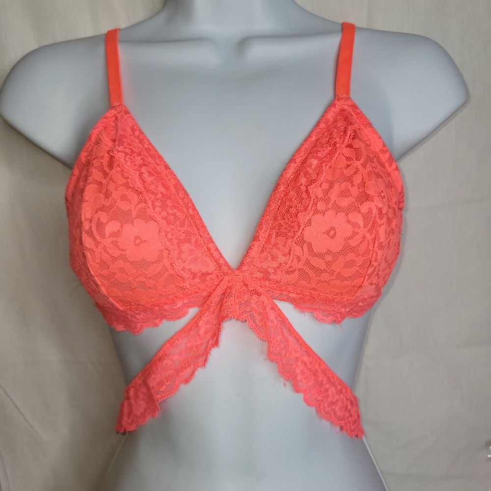 Gilly Hicks Coral Lace Triangle Bralette Removable Pad Bralette Size M